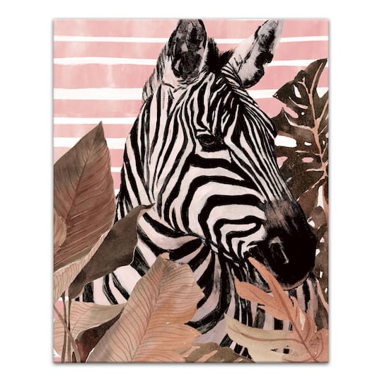 Zebra In Palms 16" x 20" Canvas Wall Art